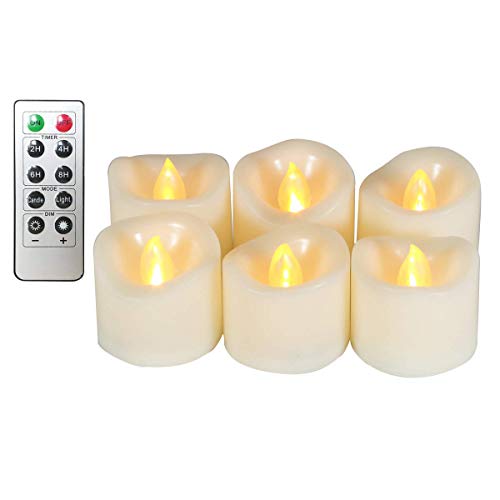 Erosway Candele Led, Tealights Realistiche Luminose E Sfarfallanti A Batteria, 300 Ore Di Utilizzo Non Stop Con Timer A 2/4/6/8 Ore E Telecomando A 10