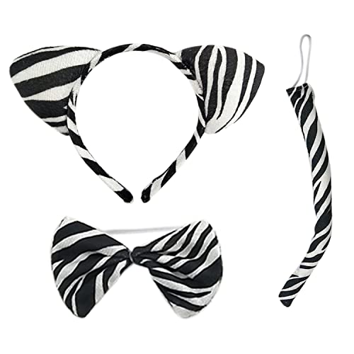 Lsyysl Set Di Costumi Da Zebra 3 Pezzi, Fascia Per Orecchini, Fiocco, Accessori Per La Coda, Gioco Di Ruolo Animale Zebra, Adatto Per Bambini, Feste D