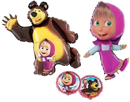 Toysgiocattoli Balloon Shop Confezione Da 3 Palloncini Di Masha, E Orso, Da 89 +99 Cm + Quello Tondo