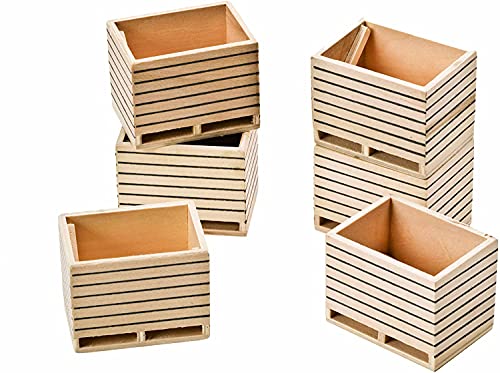 Kids Globe 610611 - Cassette Il Legno Per Frutta, Confezione Da 6, Scala 1:32