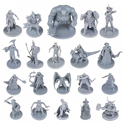 Path Gaming 20 Miniature Da Tavolo Fantasiose Uniche Di Dungeons E Dragons. Scala 28 Mm, Disegni, Non Verniciate, Ideali D&D