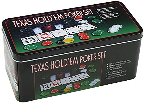 Isdi Set Da Poker Scatola Di Metallo, 200 Fiches Da Poker, 2 Coperture, Pulsante Per Spedizioniere, Cieco Piccolo, Grande Cieco, Tappetino Da Gioco