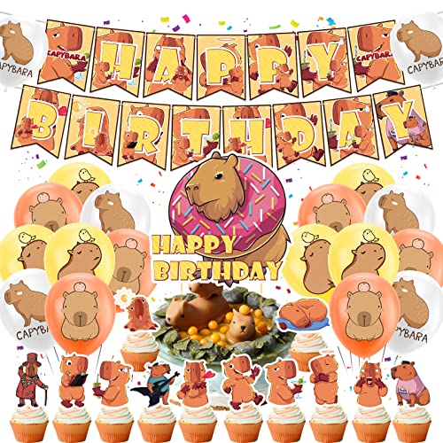 Capybara Decorazioni Del Partito Di Compleanno Capybara Forniture Del Partito Include Capybara Banner Di Buon Compleanno, Toppers Cupcake, Topper Dell