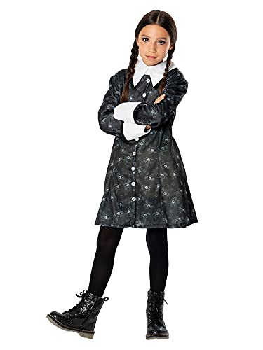 Rubies Costume Wednesday Addams Per Bambina, Abito Stampato, Wednesday Ufficiale, Mercoledì Addams Per Halloween, Carnevale, Cosplay E Feste