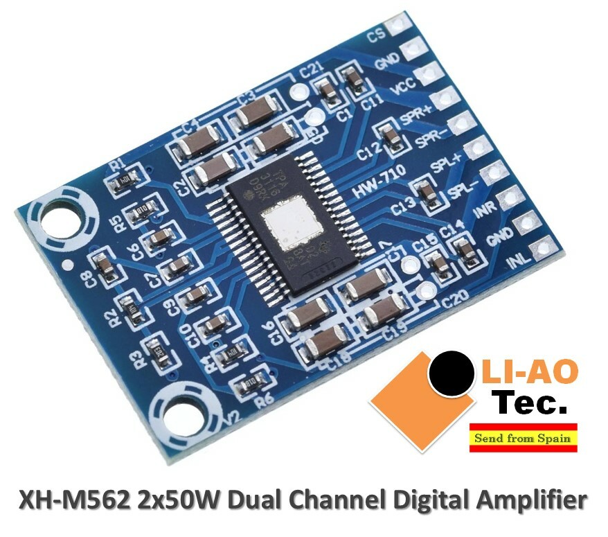 XH-M562 TPA3116D2 Digital Audio Amplifier DC 12V-24V 2x50W Dual Channel D Class