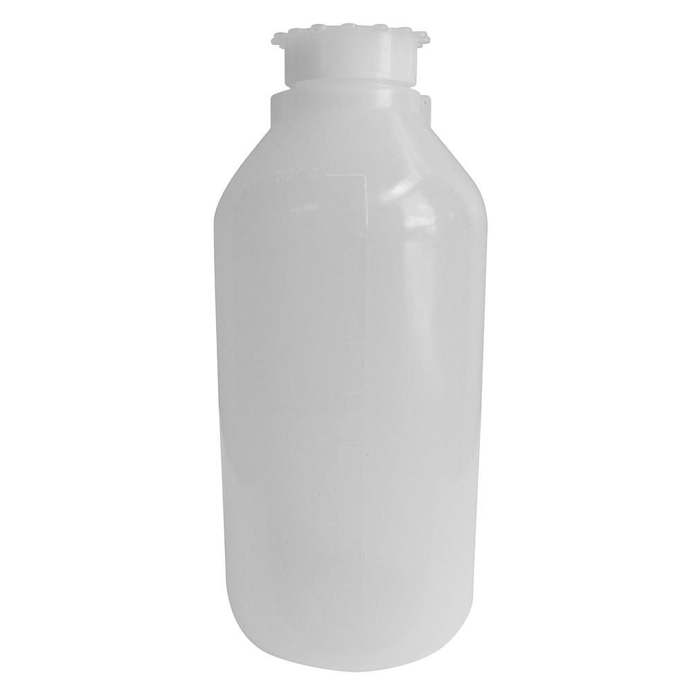 Bottiglia in plastica cilindrica, 1 Lt, collo stretto, tappo a vite e sottotappo