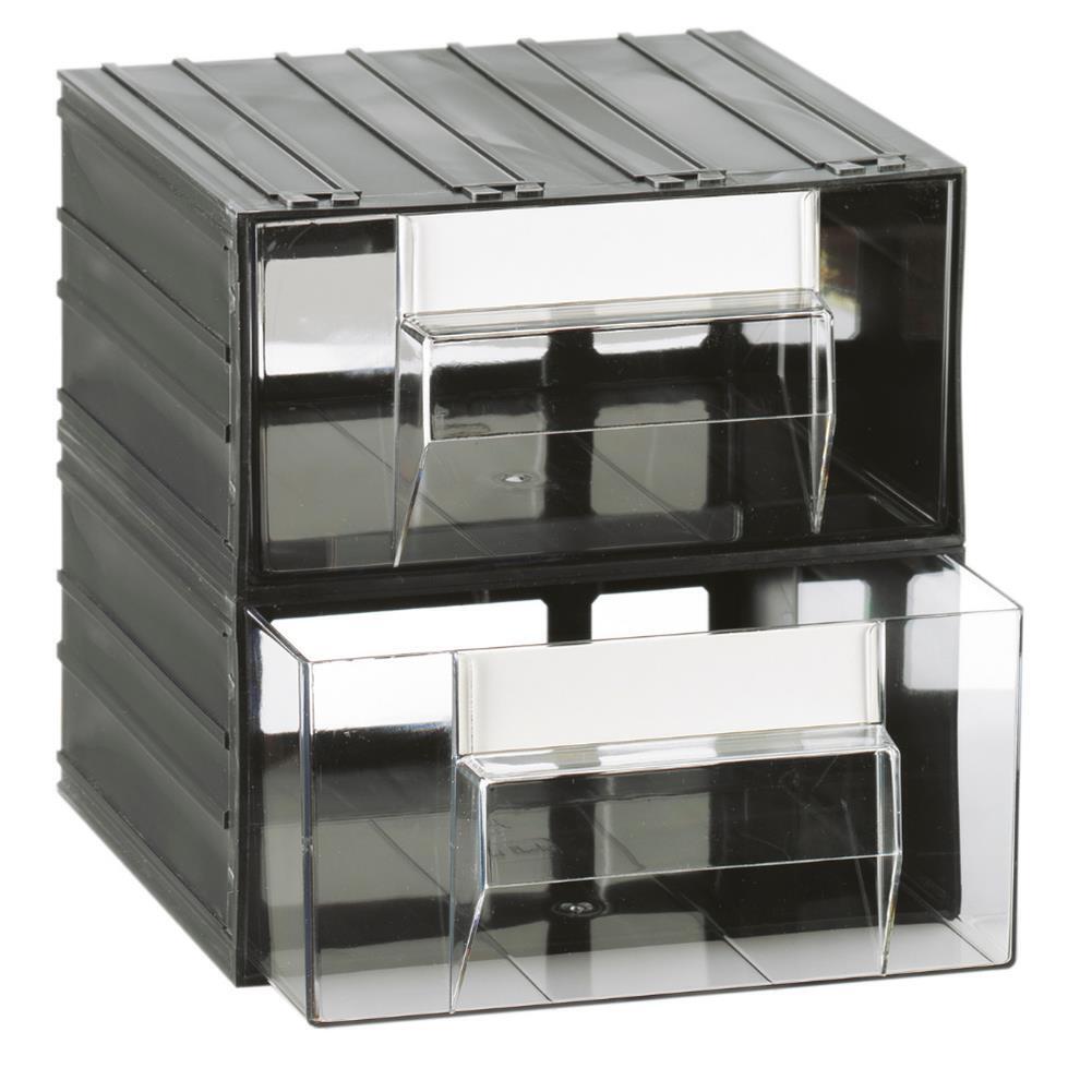Cassettiera in plastica portaminuteria, 2 cassetti, 225 L x 225 P x 225 H mm
