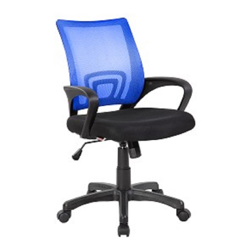 POLTRONA UFFIIO OPERATIVA C/BRACCIOLI COLORE BLU/NERO E8085MB