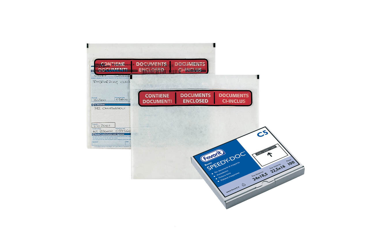 250pz BUSTE ADESIVE PORTA DOCUMENTI SPEEDY-DOC - C5 NEUTRO - PER DDT