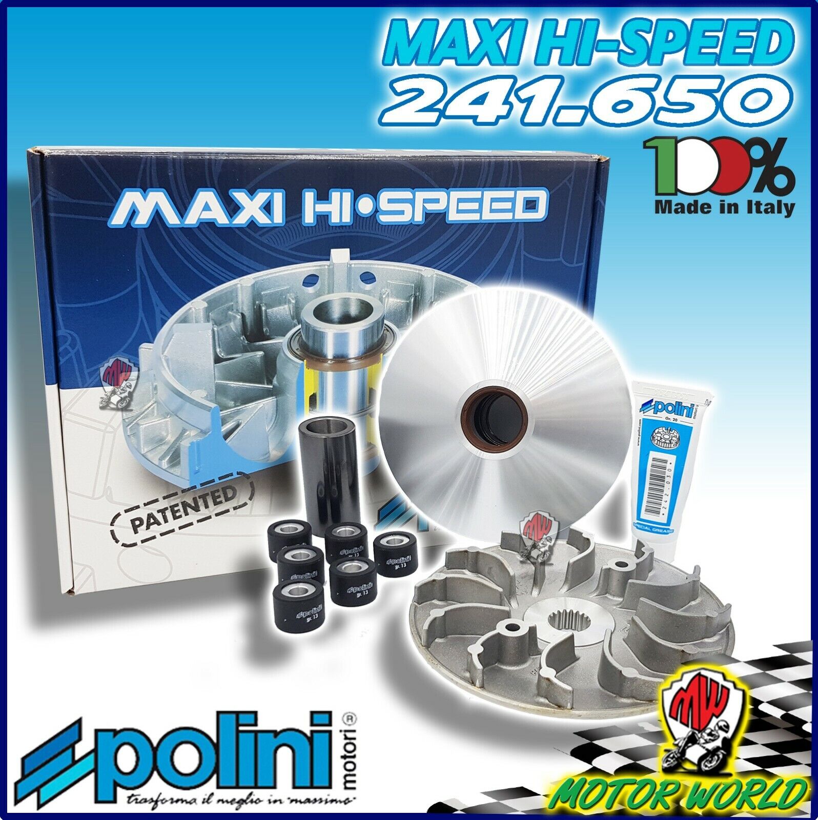 241.650 VARIATORE POLINI HI-SPEED 6 RULLI PER HONDA SH I SH I Scoopy 300 LC 2014