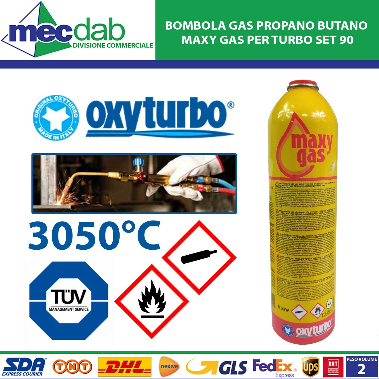 Bombola GAS Propano Butano Maxy Gas Per Turbo Set 90 Oxyturbo