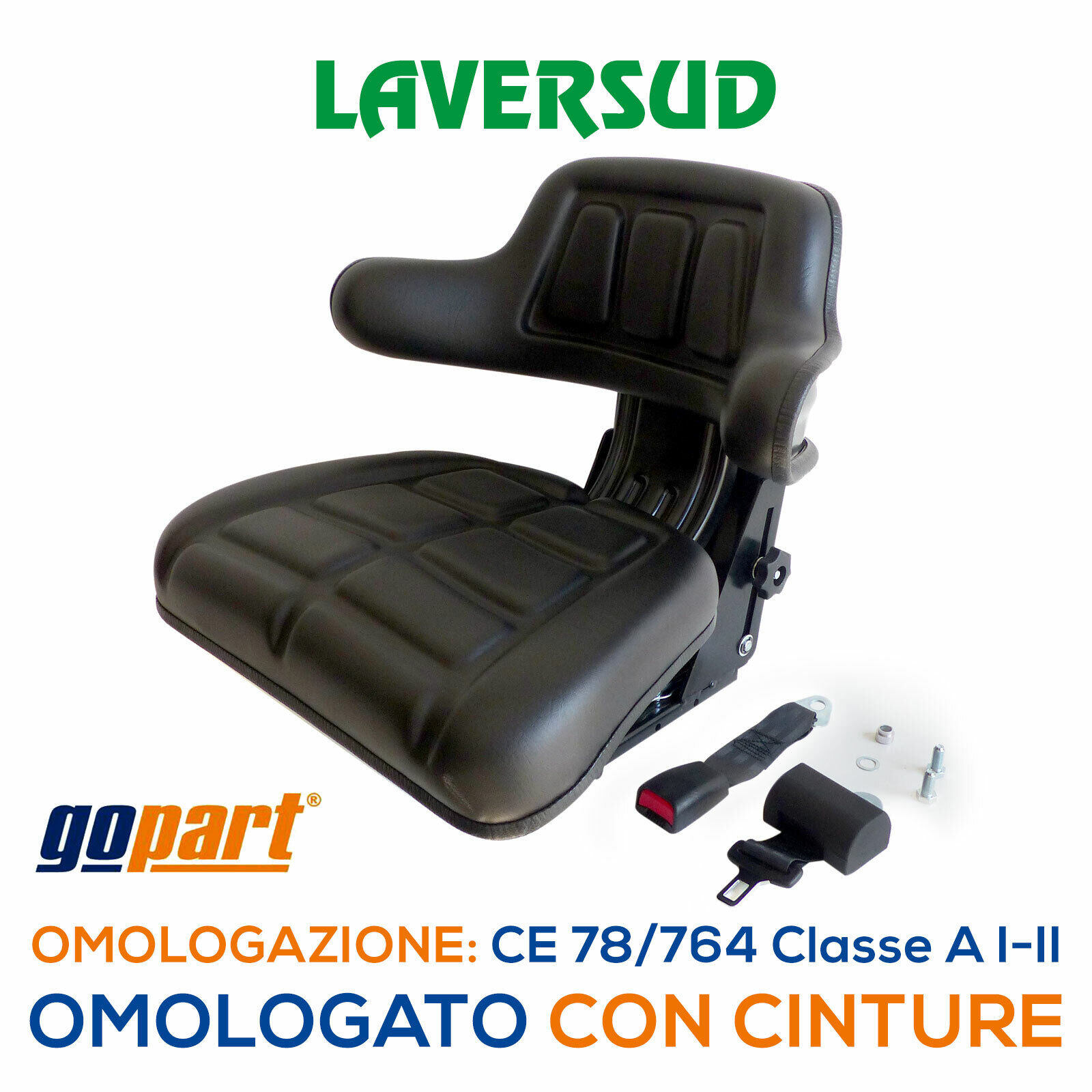 Sedile Omologato per Trattore Con Cinture di Sicurezza con Arrotolatore Gopart