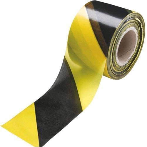 NASTRO SEGNALETICO in PVC Colore GIALLO NERO da CANTIERE 200 mt