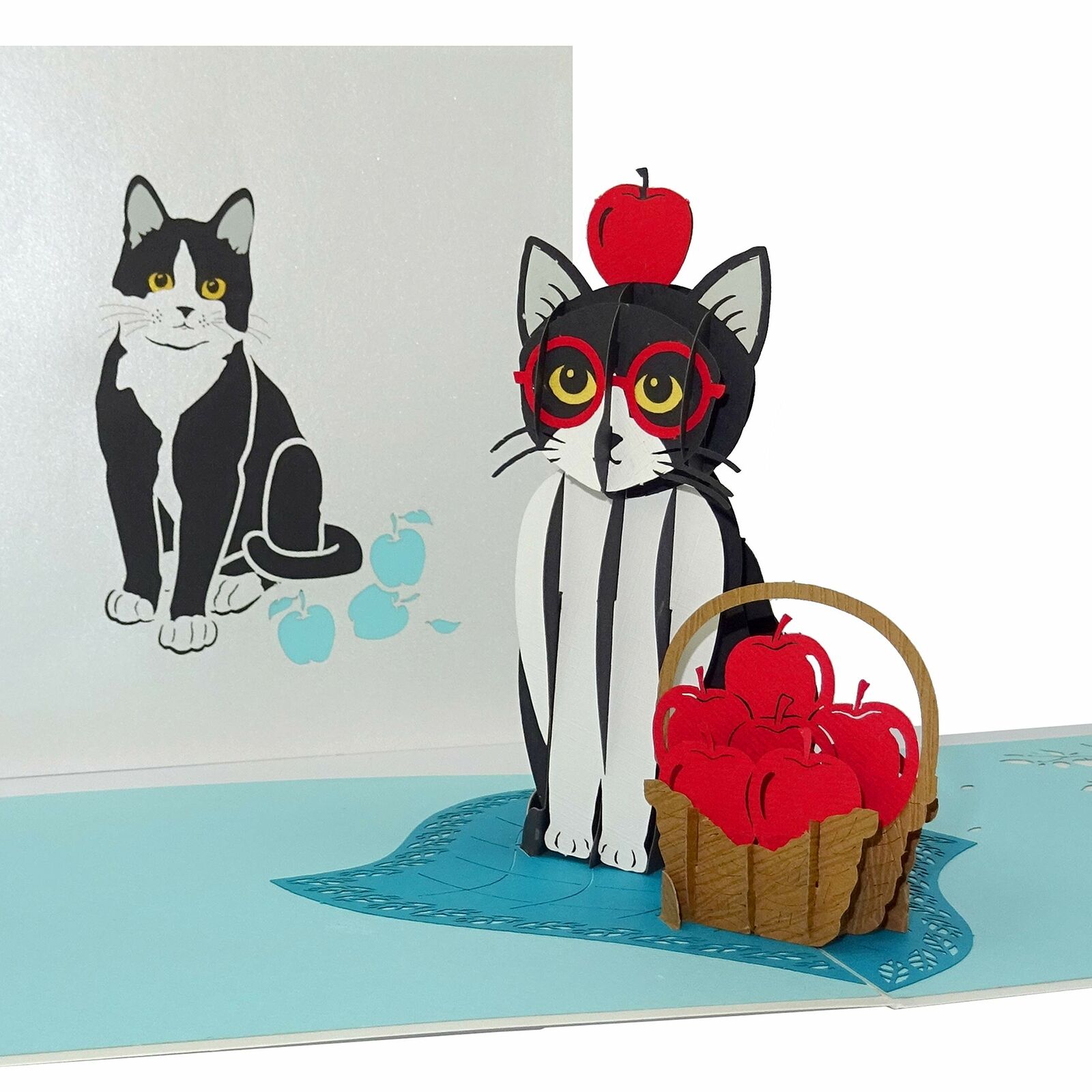 Biglietto Pop Up"Gatto - Tuxedo Cat" divertente 3D compleanno & (o3z)