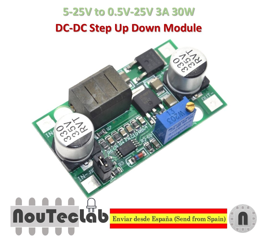 DC-DC Step Up Down Module Boost Buck Voltage Converter 5-25V to 0.5V-25V 3A 30W