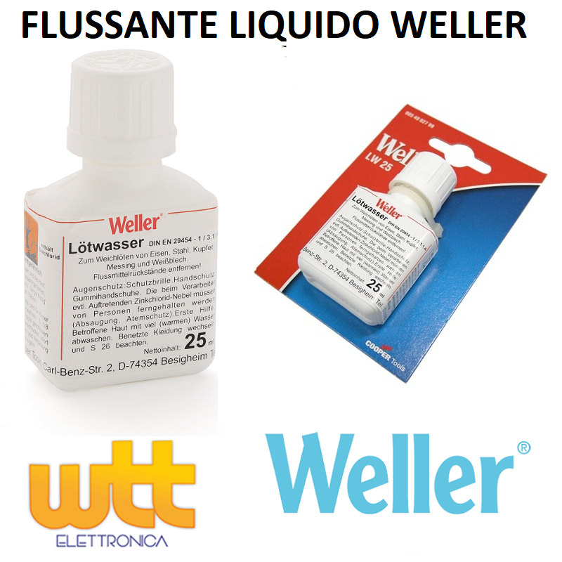 FLUSSANTE PER SALDATURA WELLER LW25 LIQUIDO CON PENNELLO APPLICATORE 25ml FLUX