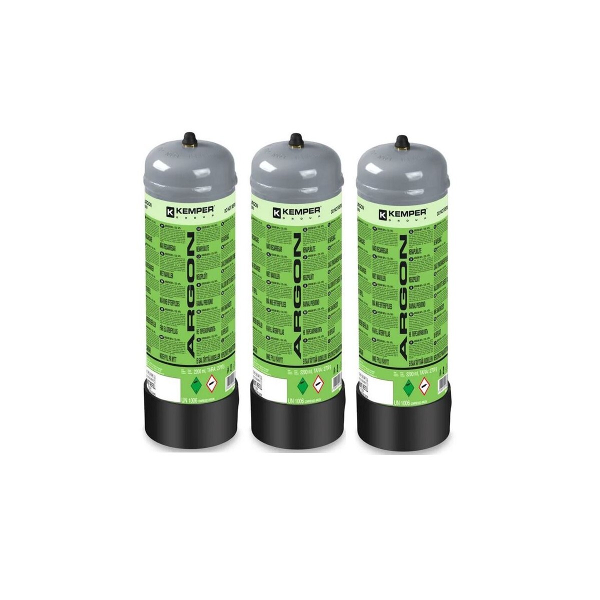 Pack 3 Bottiglie Di Gas Argon+CO2 BAR 2.2 L Monouso