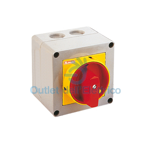 LOVATO GX1610P25 INTERRUTTORE 3P 16A CASSETTA IN PLASTICA 90X90 MANIGLIA G/R