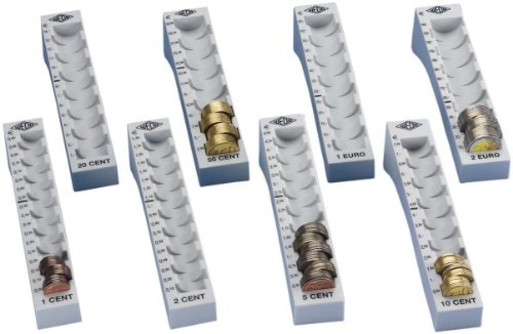 Wedo 161700837 Set 8 Colonne Contamonete, Grigio - NUOVO