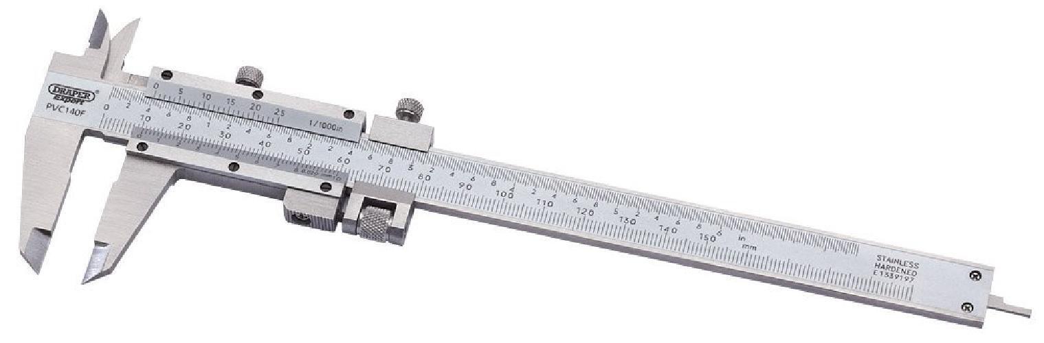 Draper 50605 Expert Vernier Caliper con regolazione fine, 0 mm-140 mm, blu