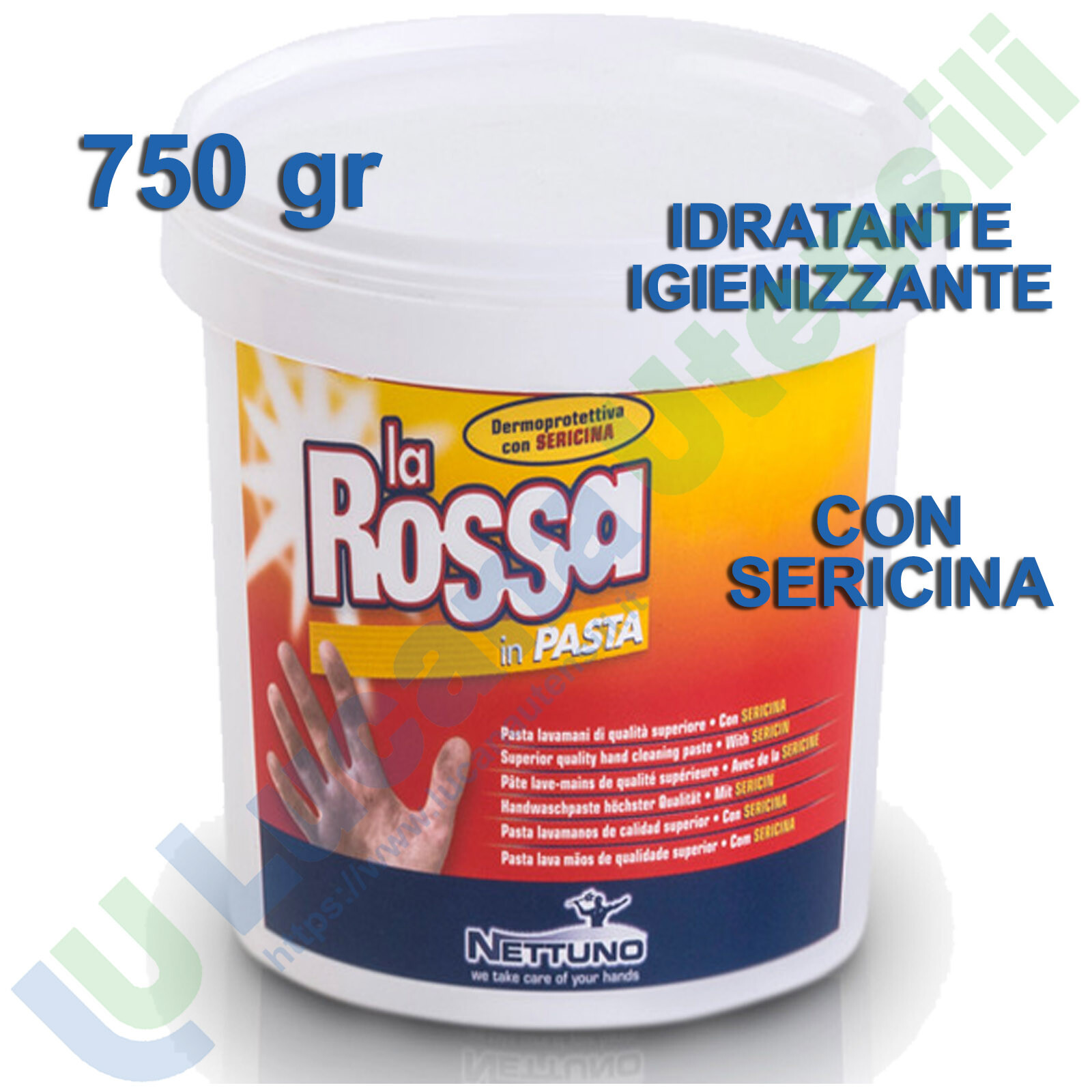 Pasta Lavamani NETTUNO Sgrassante Crema con Sericina LA ROSSA 750gr Meccanico