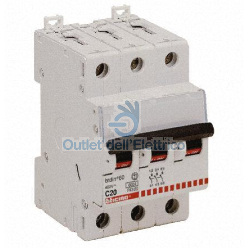 BTICINO BTDIN60 INTERRUTTORE MAGNETOTERMICO AUTOMATICO 3P 32A 6KA F83/32
