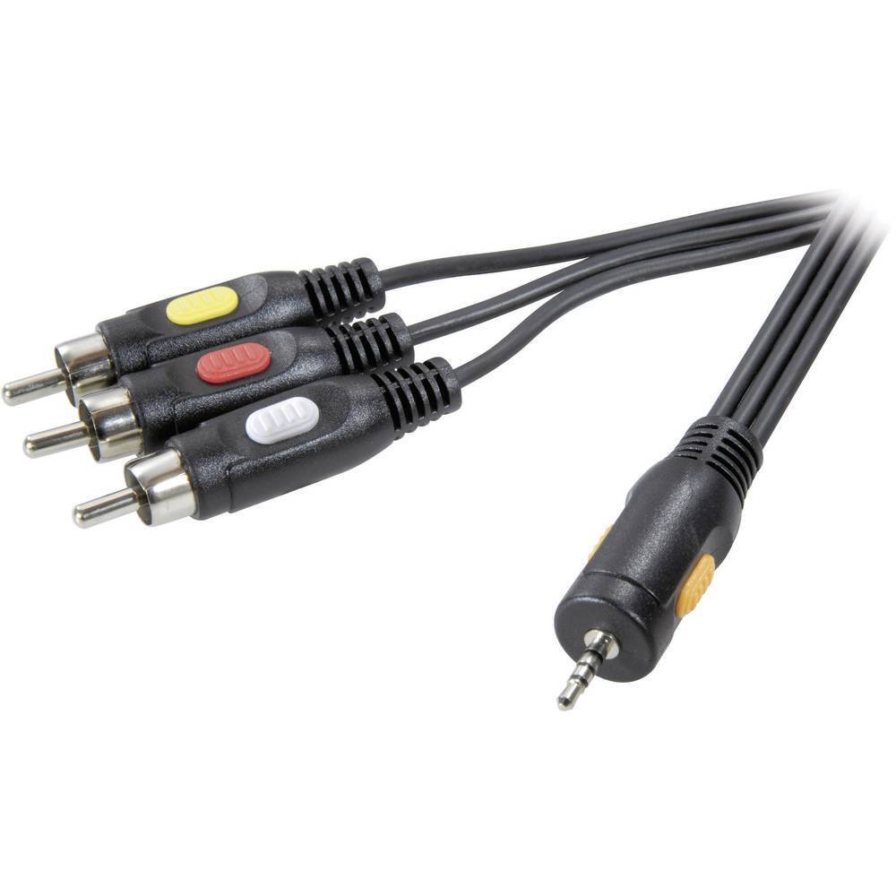 SpeaKa Professional Jack / RCA Composito AV Cavo [1x Spina jack da 2.5 mm - 3x