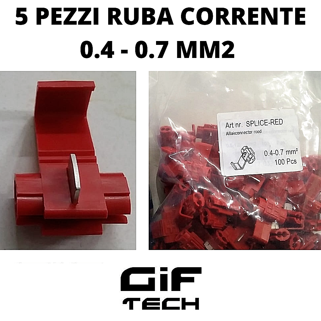 5 PZ AUDIO SNAP-ON ROSSO GIUNTO GIUNZIONE RUBACORRENTE CAVI DIAM 0.4 - 2.0 MM2