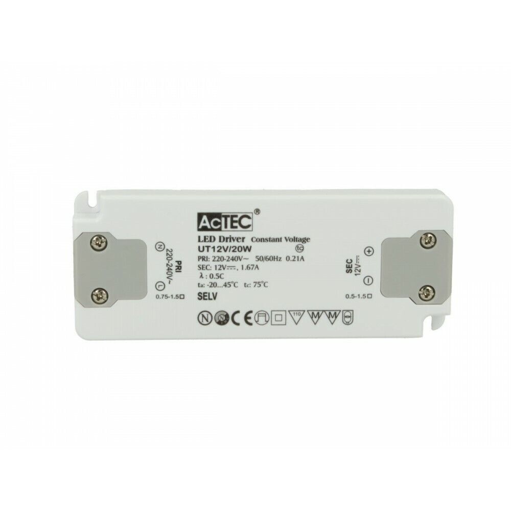 ALIMENTATORE TRASFORMATORE PER LED ACTEC SLIM CV MODE 12 V 20 WATT TENSIONE COST