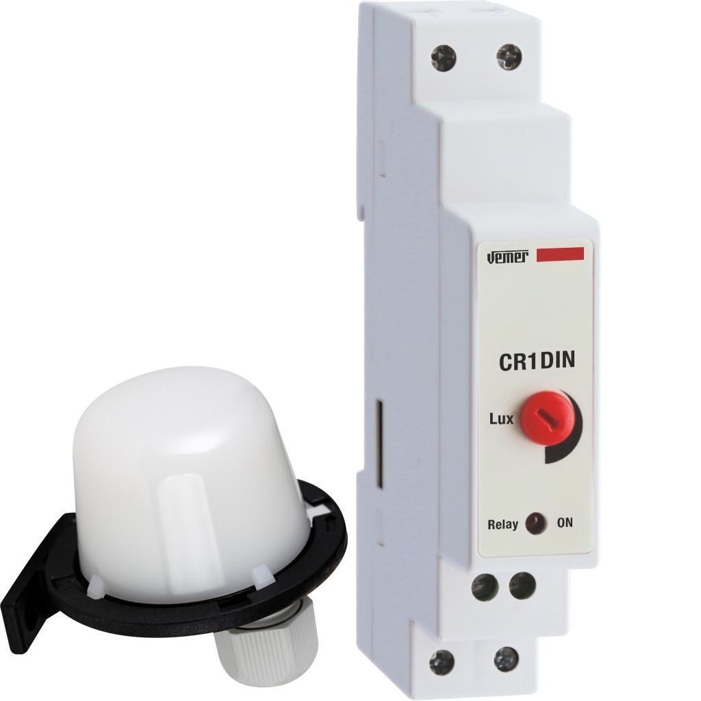 Interruttore crepuscolare da quadro elettrico con sonda esterna CR-1DIN 230VAC V