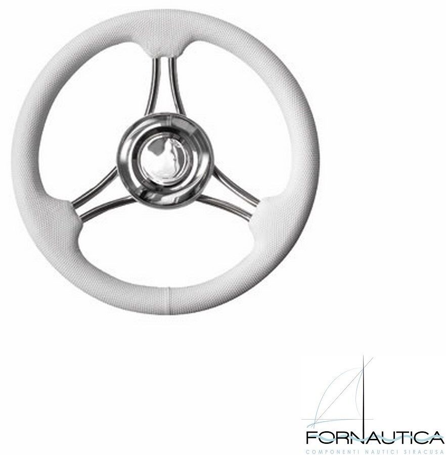 VOLANTE A 3 RAZZE INOX BIANCO - Ø MM.350 | GOMMONE BARCA NAUTICA