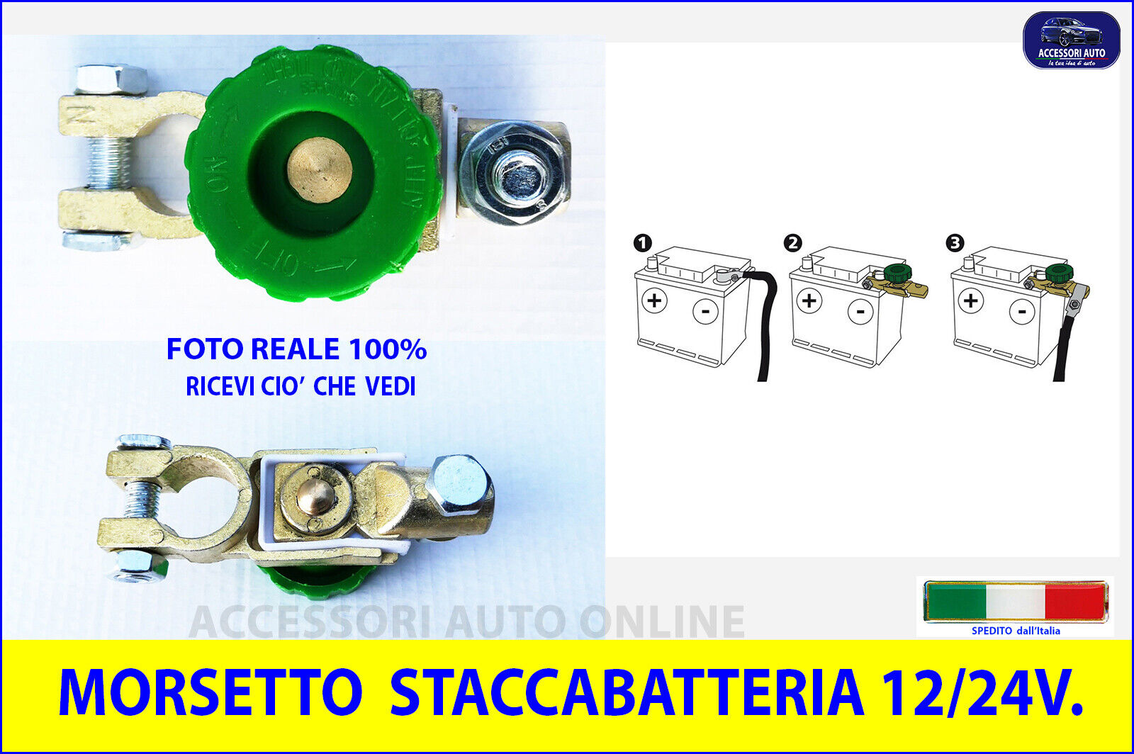 Stacca Batteria 12/24V. Barca Nautica  morsetto salva batterie kit per antifurto