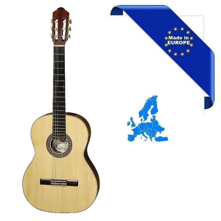 CHITARRA CLASSICA 4/4 SM30 MADE IN EUROPE TOP ABETE ROSSO MASSELLO FONDO-FASCE M