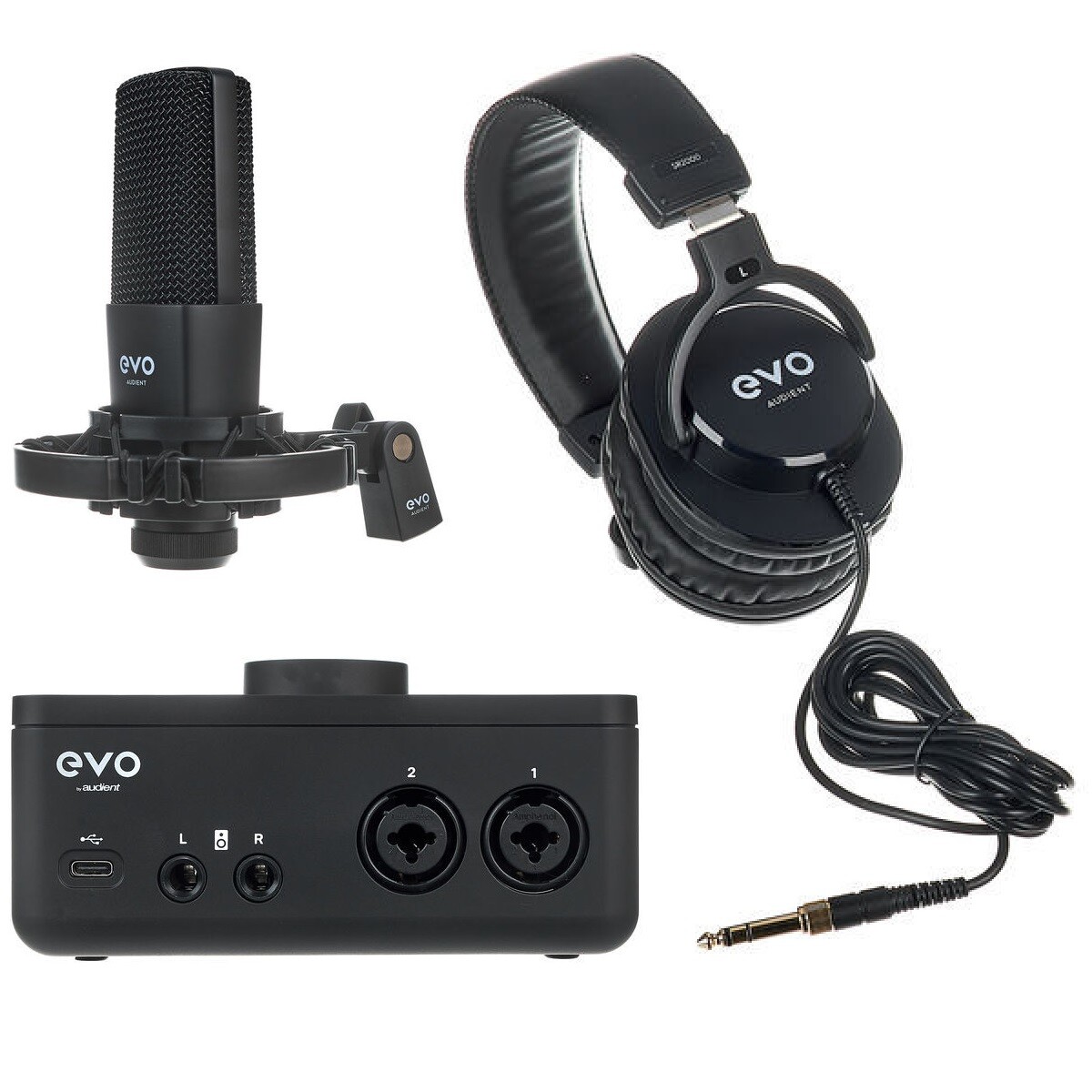 AUDIENT EVO4 START RECORDING BUNDLE INTERFACCIA AUDIO MICROFONO SR1 CUFFIE SR200
