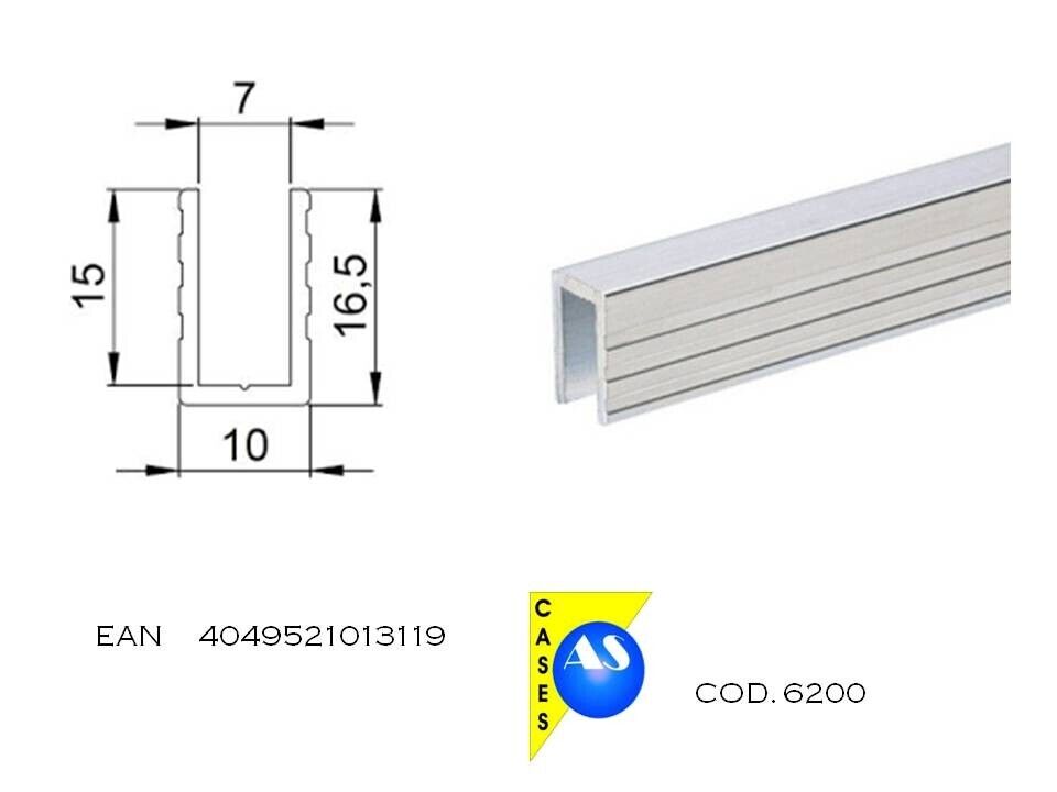 6200 Profilo "U" in alluminio Copribordo 7 mm profondita' H15 mm per flightcases