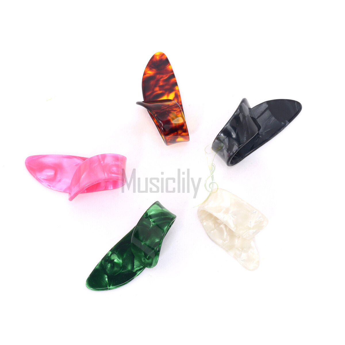 Musiclily 10Pcs 1.0mm Pearl Celluloid Guitar Bass Thumb & Finger Picks Set