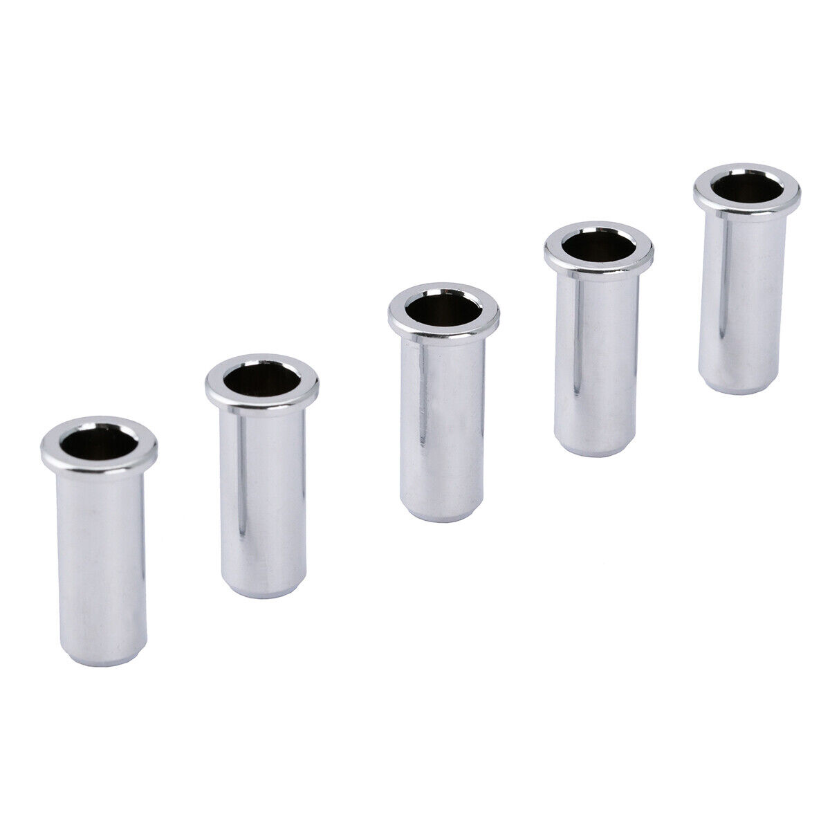 Musiclily Pro 5Pcs Chrome 25.5mm Brass Bass String Ferrules Bushing Through Body