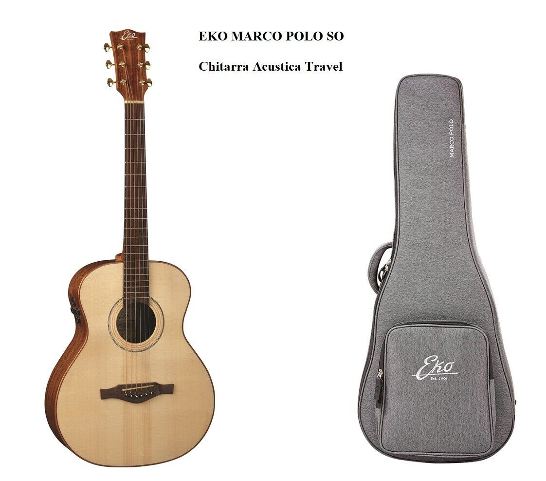 EKO MARCO POLO SO TOP ABETE Chitarra Acustica Travel Fishman Flex Blend custodia