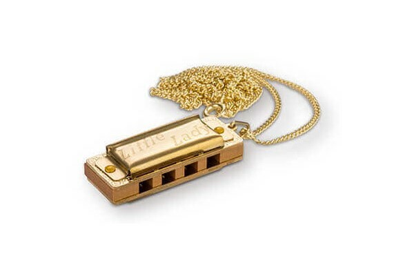 HOHNER LITTLE LADY, GOLD PLATED WITH NECKLACE ARMONICHE A BOCCA