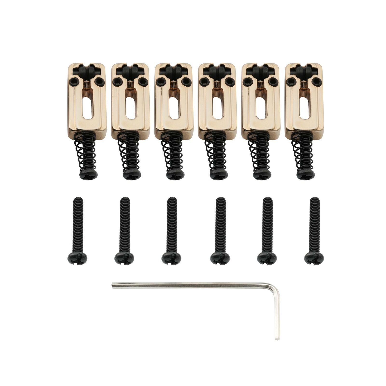 Musiclily Pro 6Pcs Gold 10.8mm Modern Roller Bridge Saddles For Import ST Guitar