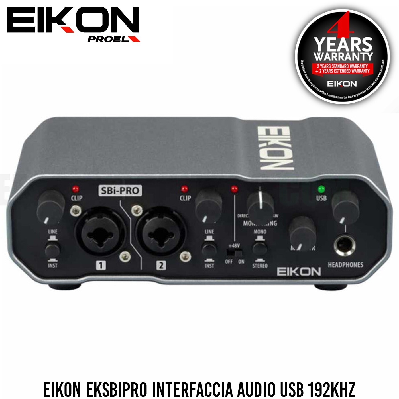 EIKON EKSBIPRO Interfaccia Audio USB  2-in 2-out Scheda Audio Studio Home record