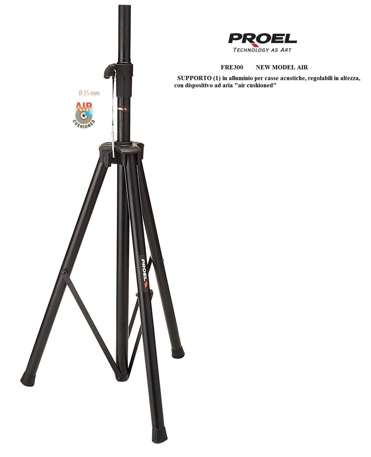 PROEL FRE300 SUPPORTO  ASTA  CASSA STAND SINGOLO STATIVO CASSE "AIR CUSHIONED""