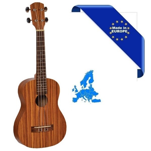UKULELE TENORE TOP CORPO ZEBRANO MADE IN EUROPE TAVOLA FONDO FASCE ZEBRAWOOD TAS