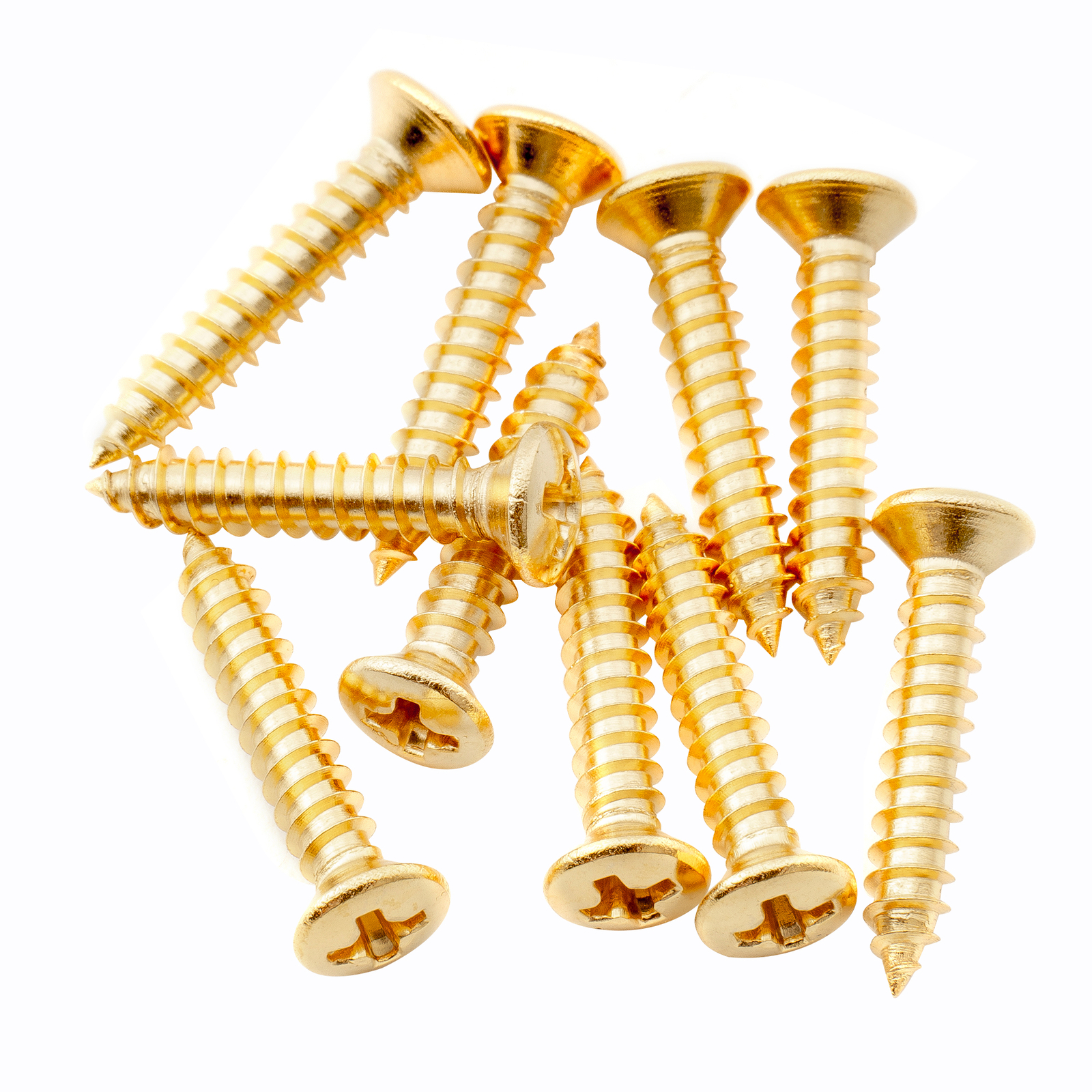 Musiclily Ultra 10Pcs Gold 2.5x15mm Stainless Steel Countersunk Guitar Screws