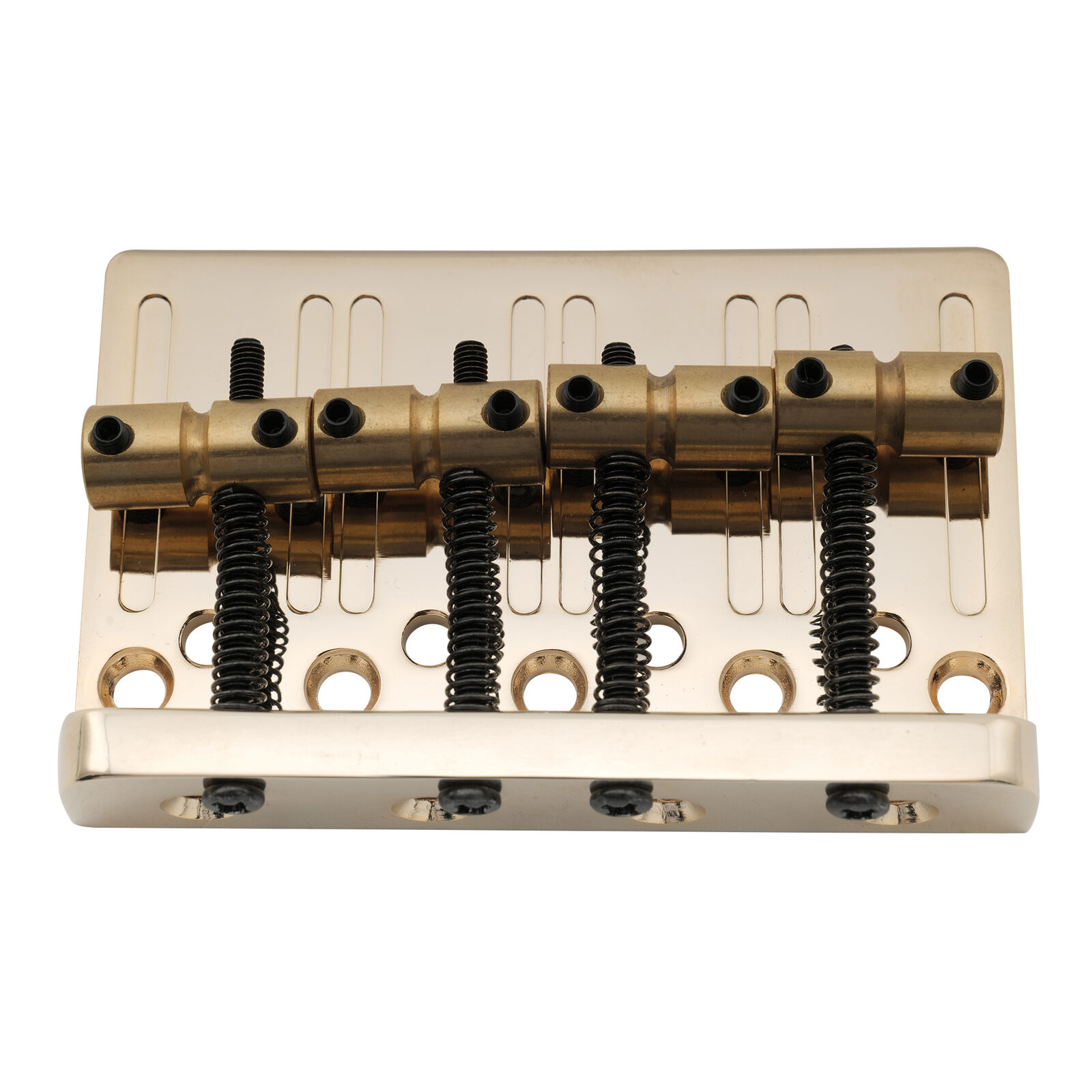 Musiclily Pro Gold 19mm Brass Saddles Steel Plate Hardtail 4 String Bass Bridge