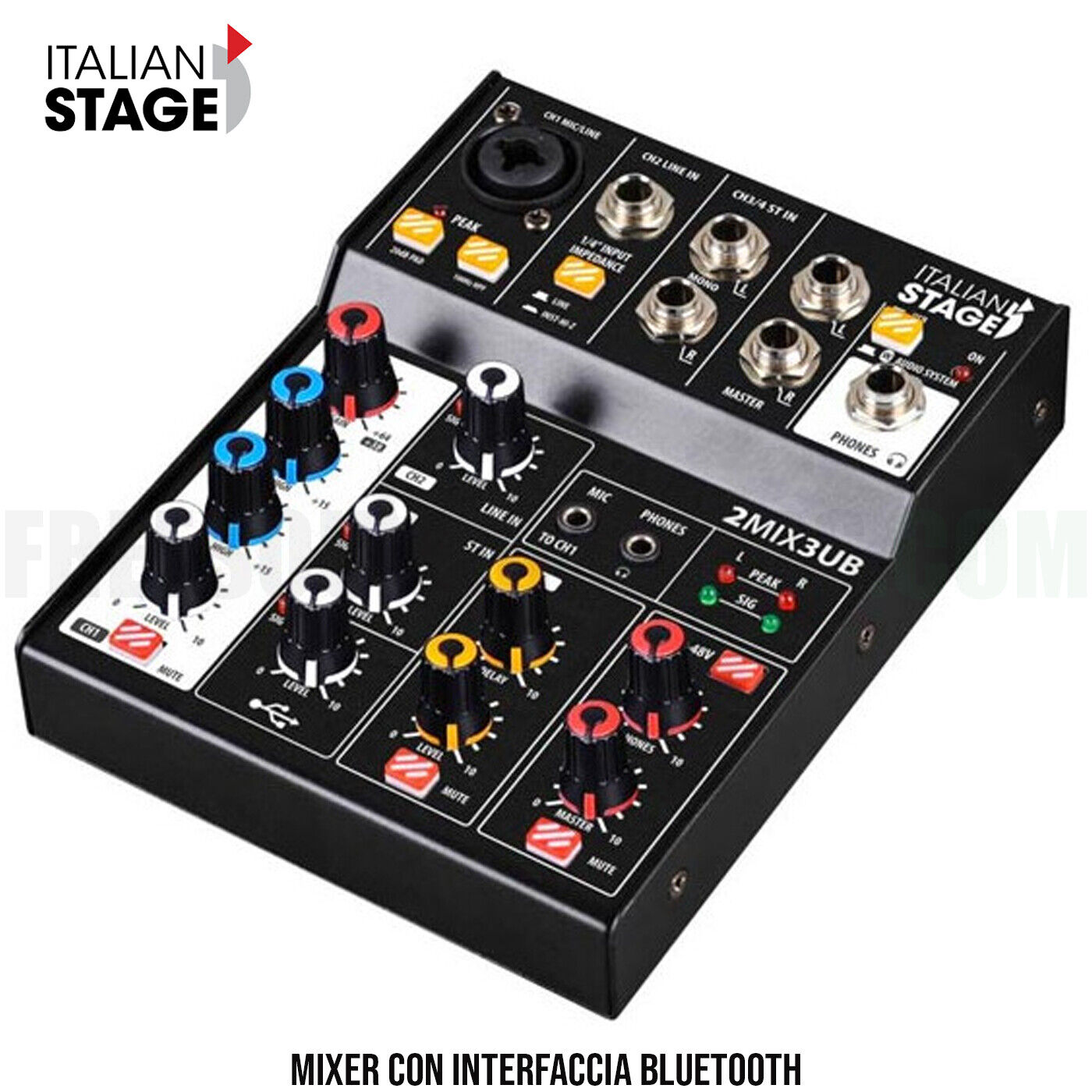 Italian Stage by PROEL 2MIX3UB Mixer scheda audio / bluetooth 3 canali + EFFETTI