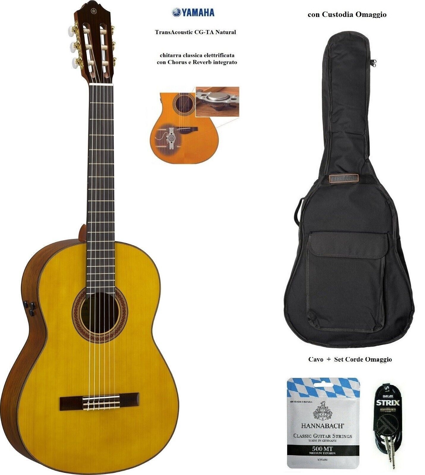 YAMAHA CGTA TransAcoustic CHITARRA CLASSICA ELETTRIFICATA riverbero chorus CG-TA