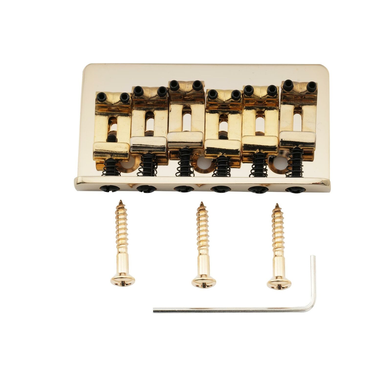 Musiclily Pro Gold 54mm Steel Hardtail Fixed Guitar Bridge Vintage Bent Saddle