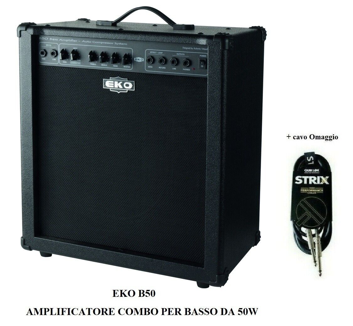 EKO B50 amplificatore combo 50W di potenza per basso elettrico + cavo omaggio