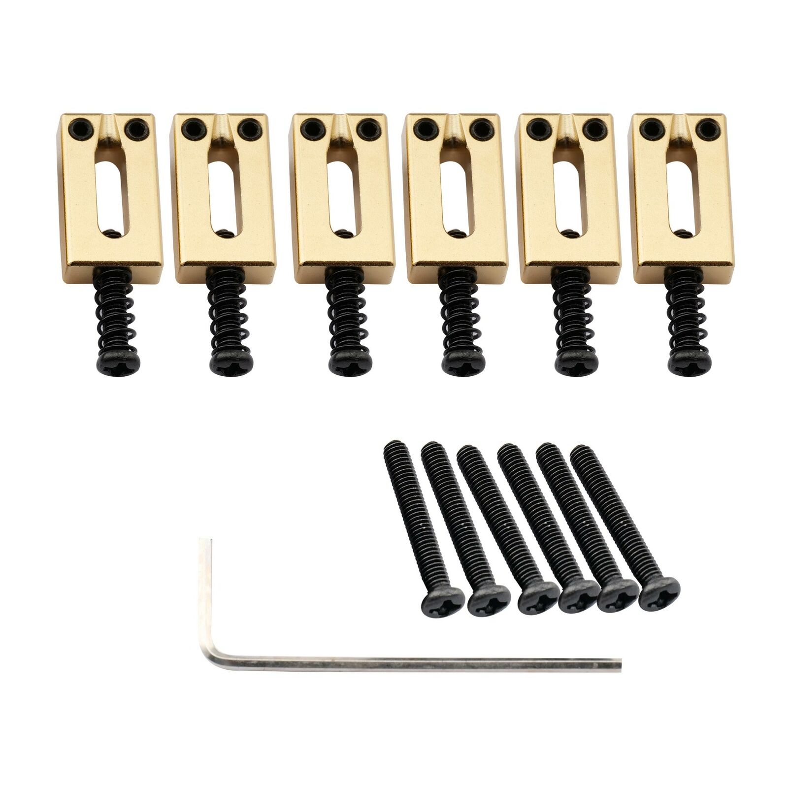 Musiclily Ultra 6Pcs Gold 11.2mm Brass Bridge Saddles For Vintage Strat Guitar